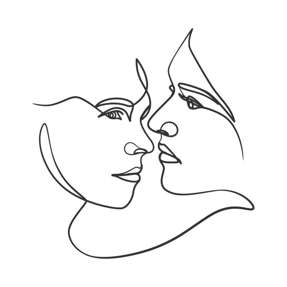 Continuous line drawing of woman face. One line woman portrait vector