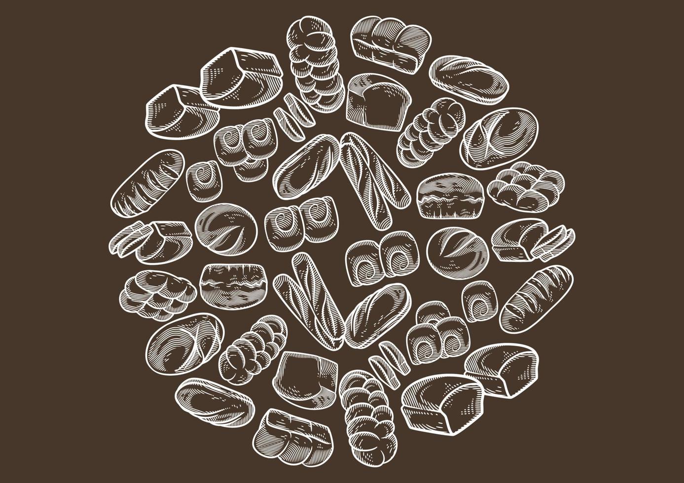 Vintage bakery background with sketched bread vector illustration