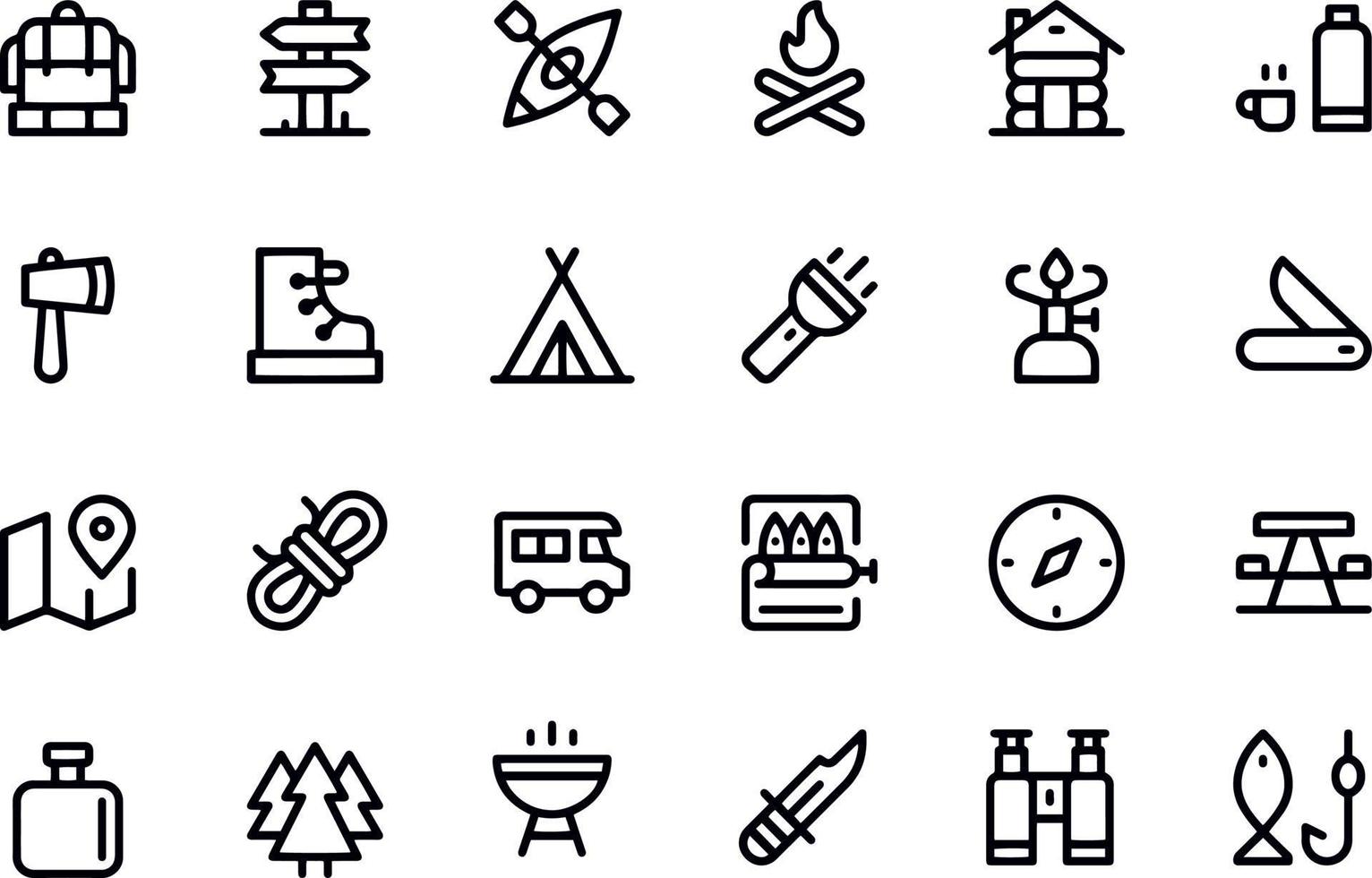 Camping line icons vector design