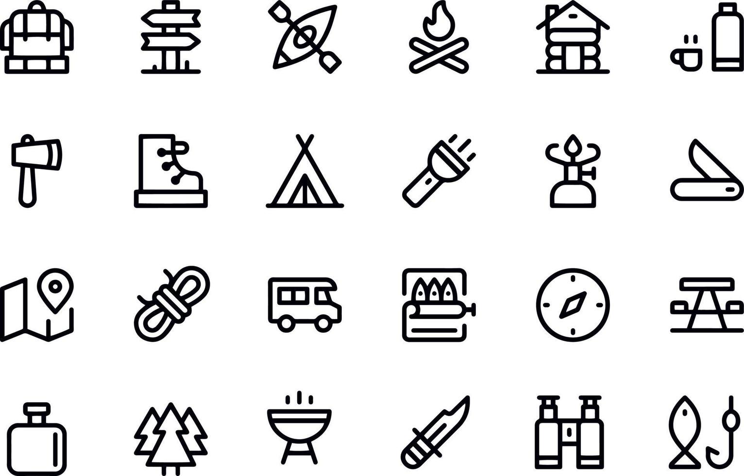 diseño de vectores de iconos de línea de camping