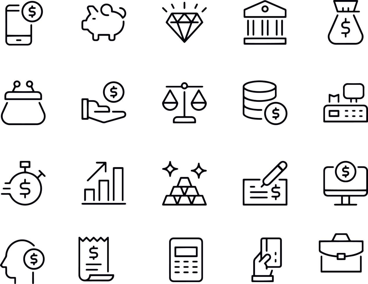Finance line icons vector design