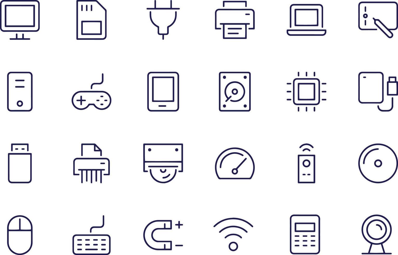 Computer and Hardware line icons vector design