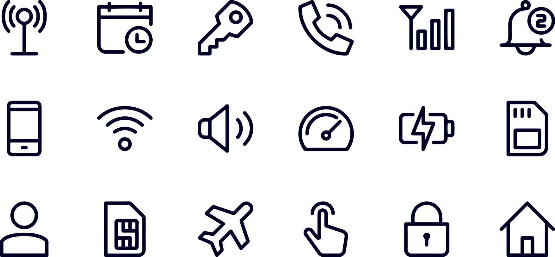 mobile notification line icons vector design