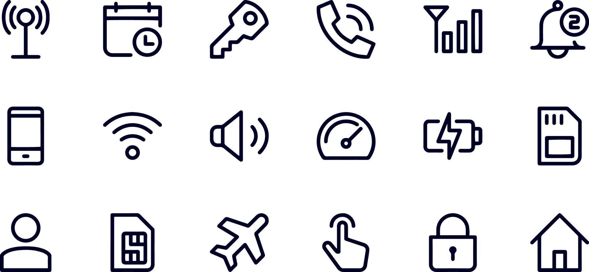 diseño de vectores de iconos de línea de notificación móvil