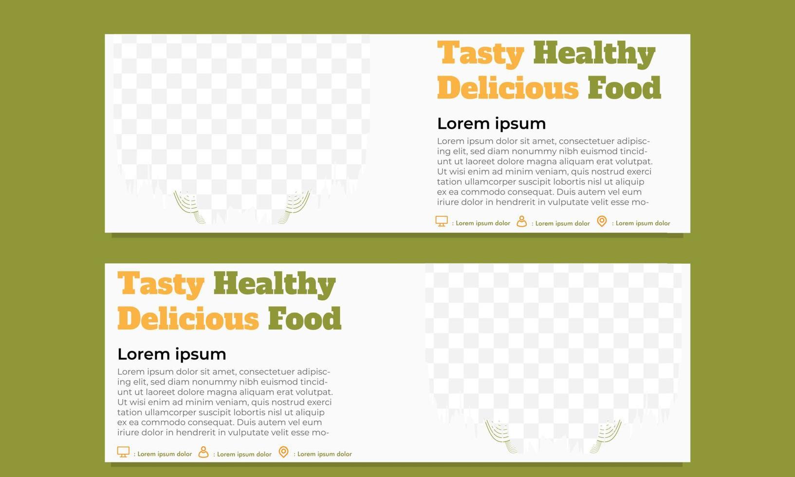 tasty healthy food horizontal banner template vector