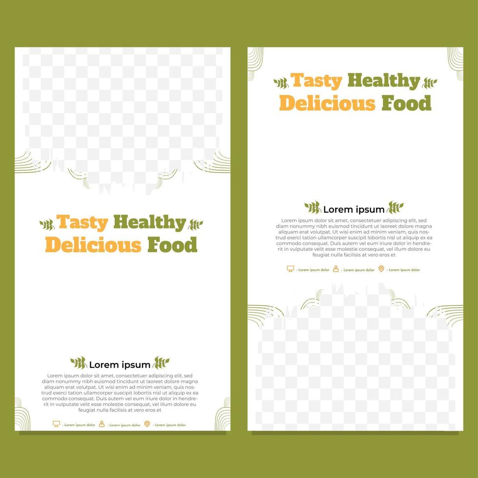 tasty healthy food social media story template vector