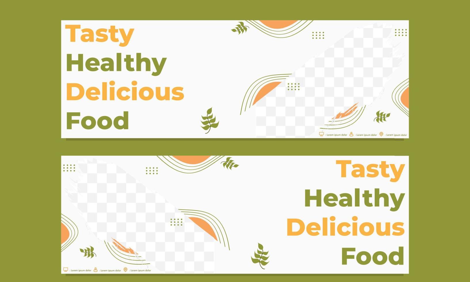 tasty healthy food horizontal banner template vector