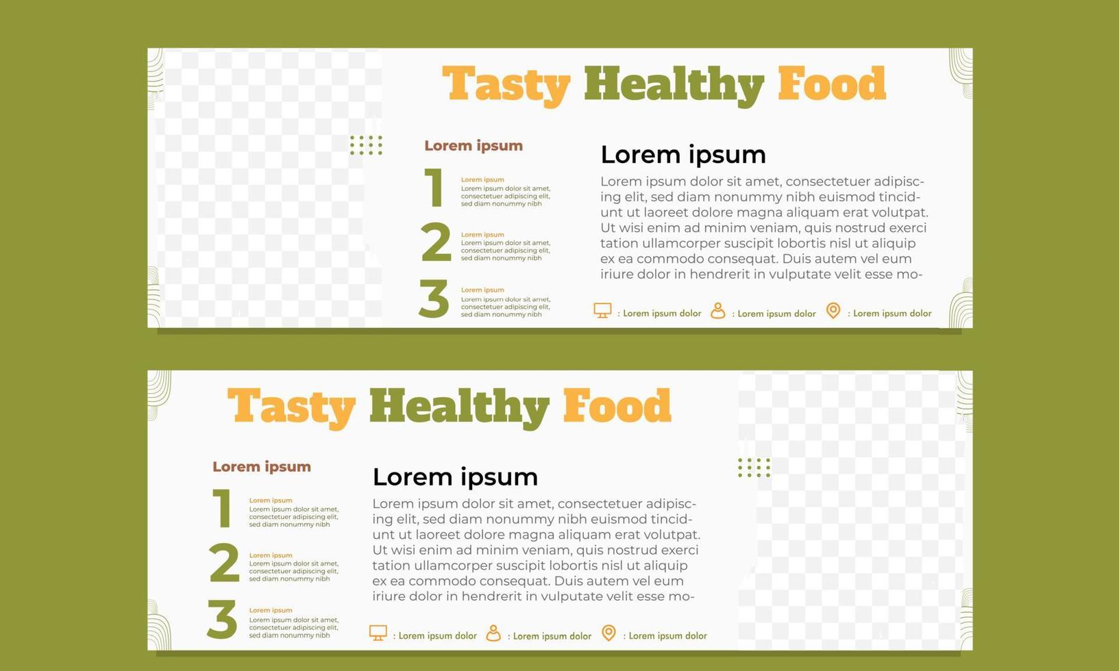 tasty healthy food horizontal banner template vector