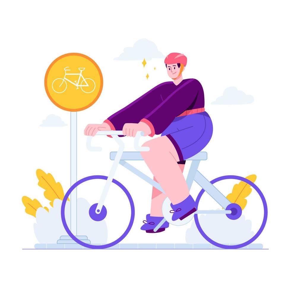 Daily life Bike Race concept vector Illustration idea for landing page template, People active lifestyle, urban riding,  mourning work or school route, Healthy Sport activities. Hand drawn Flat Style