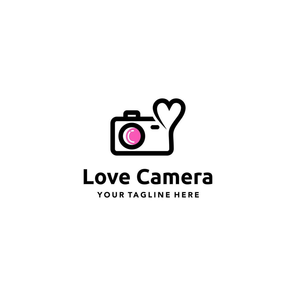 diseño de logotipo gráfico vectorial de ilustración de cámara de amor, adecuado para la industria creativa, la fotografía, el trabajo de cámara y cualquier negocio relacionado vector