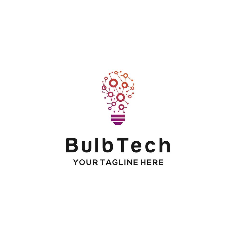 diseño de logotipo gráfico vectorial de ilustración de tecnología de bulbo, adecuado para la industria creativa, tecnología, ti, tienda y cualquier negocio relacionado vector