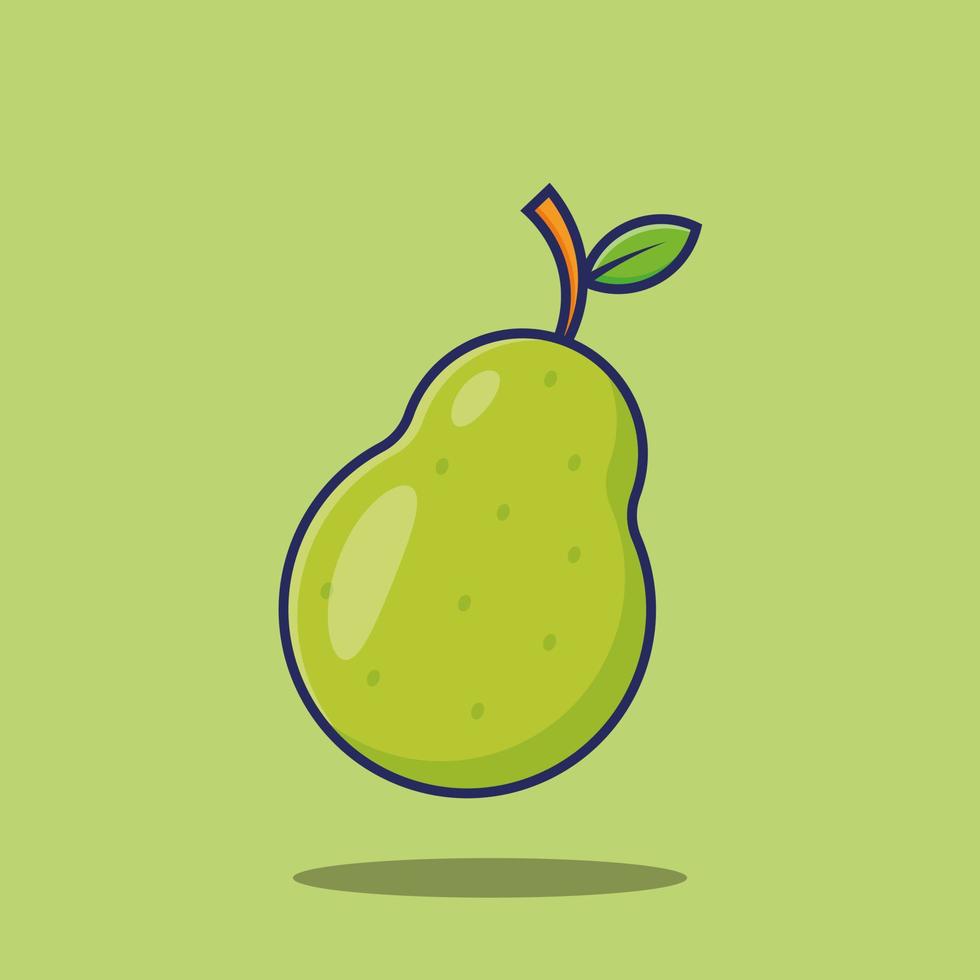 guava cartoon illustration with fill and outline vector