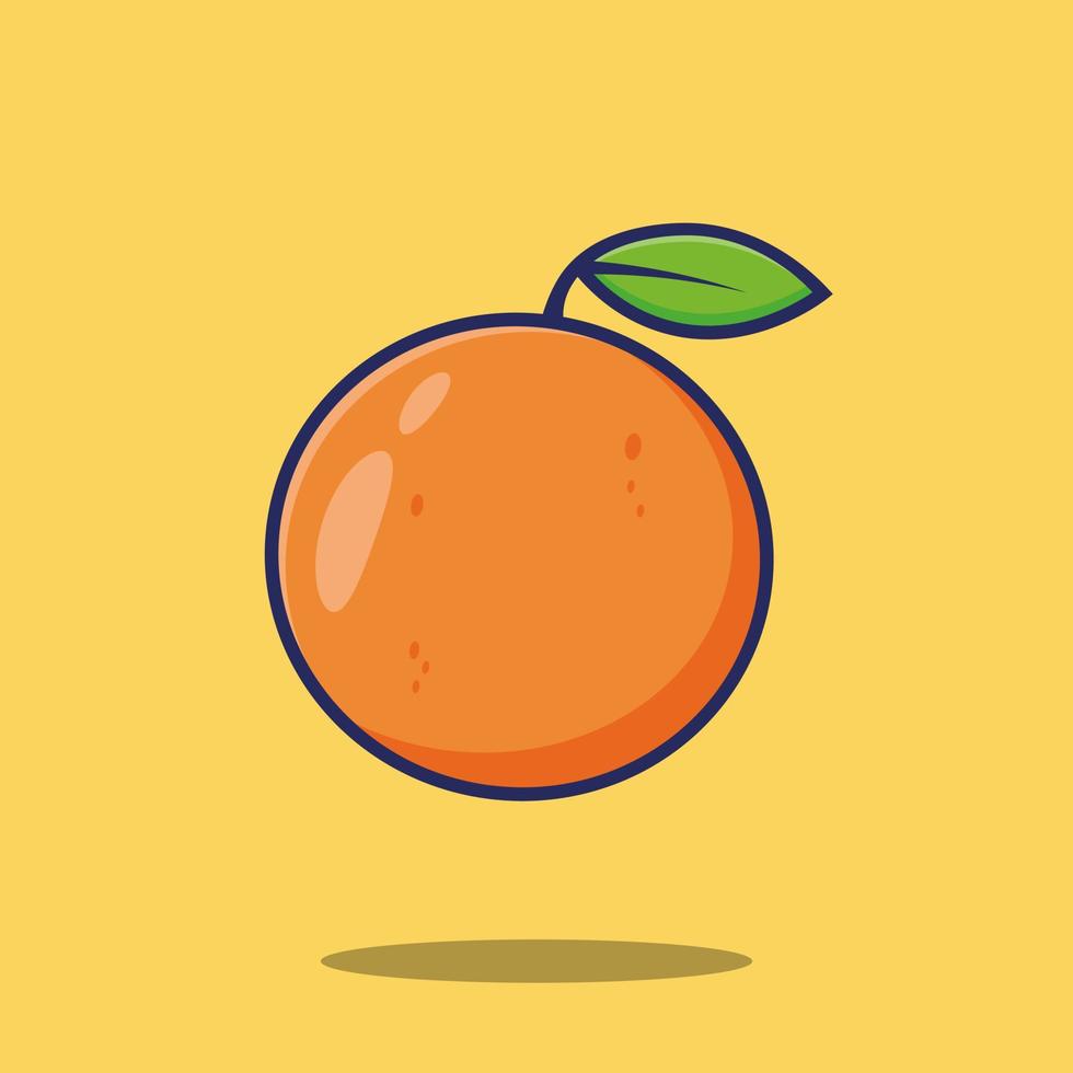 Orange fruit cartoon illustration with fill and outline vector