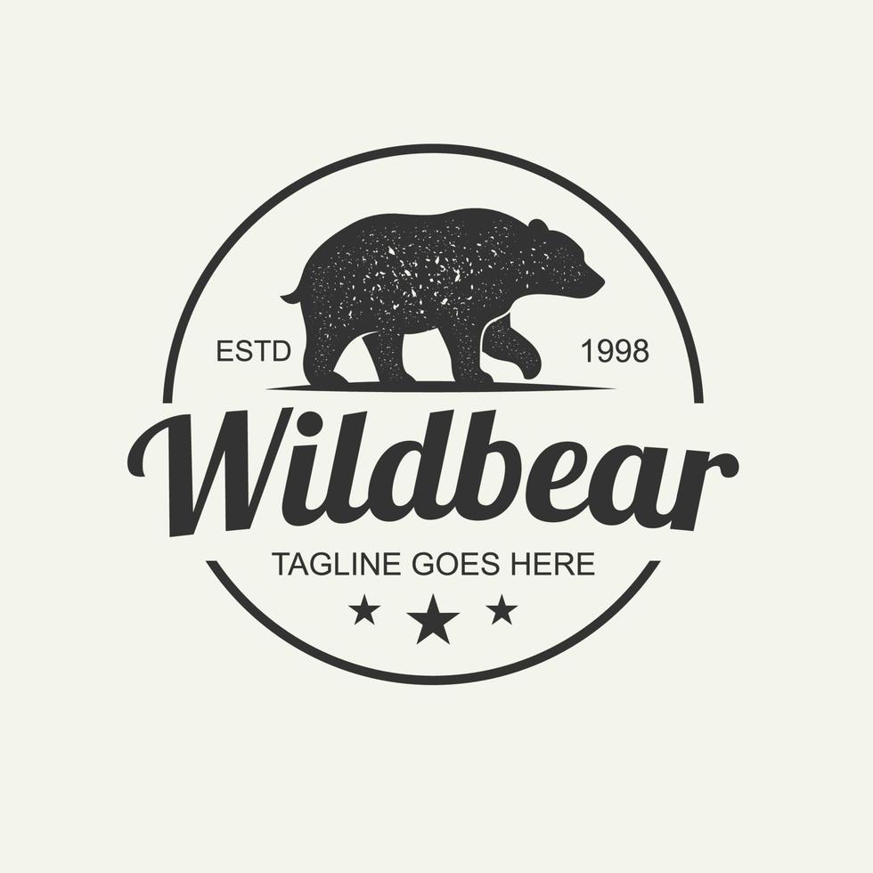 Vintage logo bear and typography Poster with Hand drawn elements. Template for print, cover, banner or other business or art works. vector