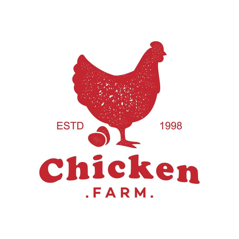 logotipo del concepto de granja de pollos. para productos agrícolas naturales. logotipo aislado sobre fondo blanco. granja con logo de pollo vector