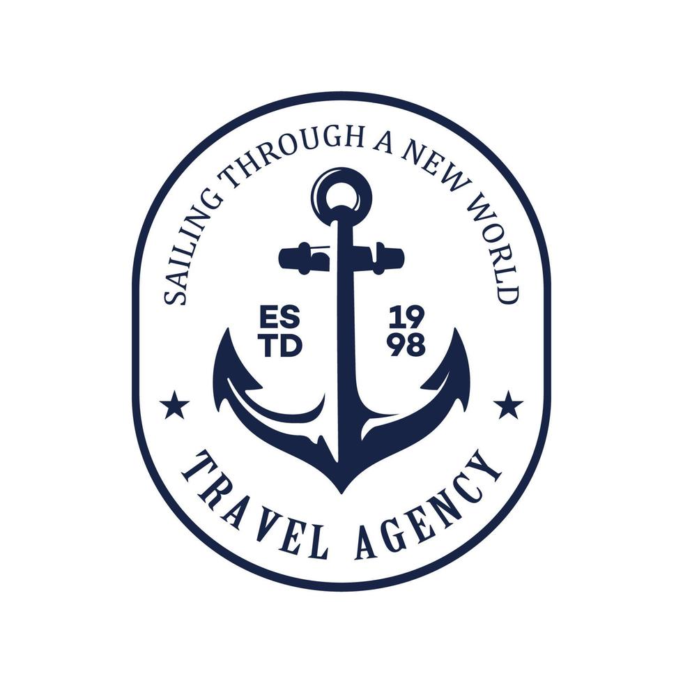 marine retro emblems logo with anchor, anchor logo - vector illustration