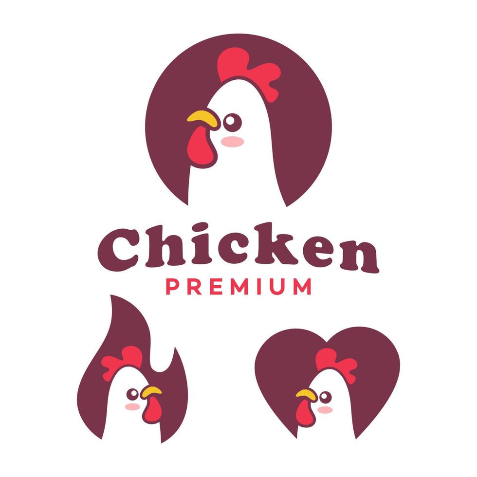 personaje de dibujos animados del logotipo de pollo. lindo pollo gallo de dibujos animados da pulgares hacia arriba. ilustración de logotipo vectorial vector