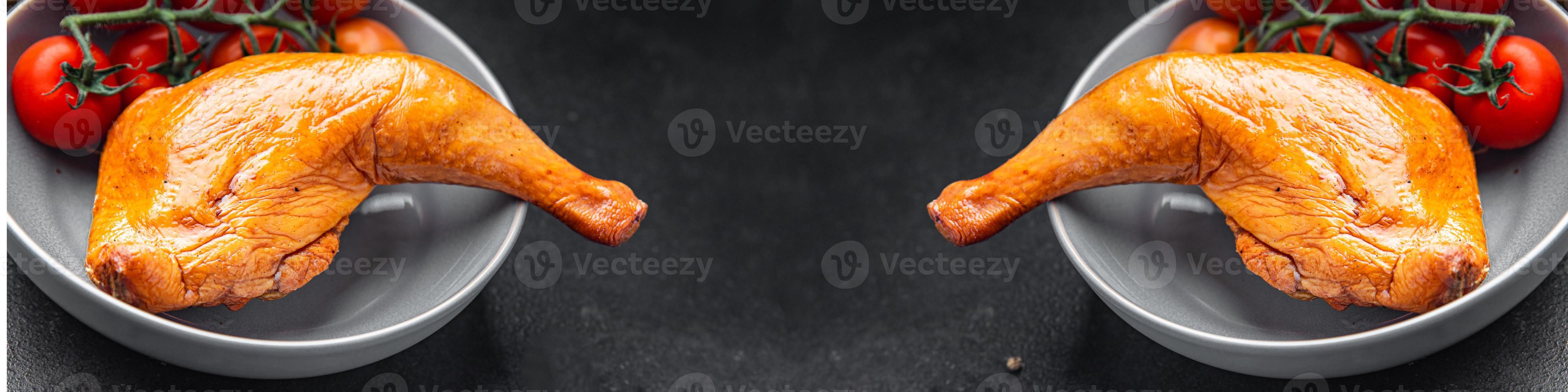 smoked chicken leg meat fried grill poultry meal food snack photo