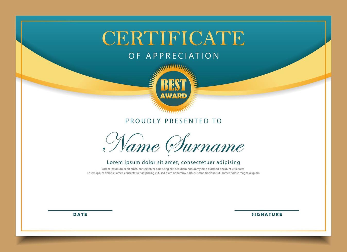 fancy gold and blue diploma certificate template by vector design