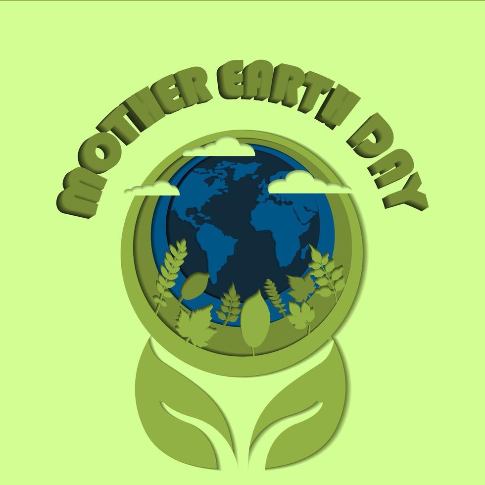 mother earth day with emerge shapes style by vector design
