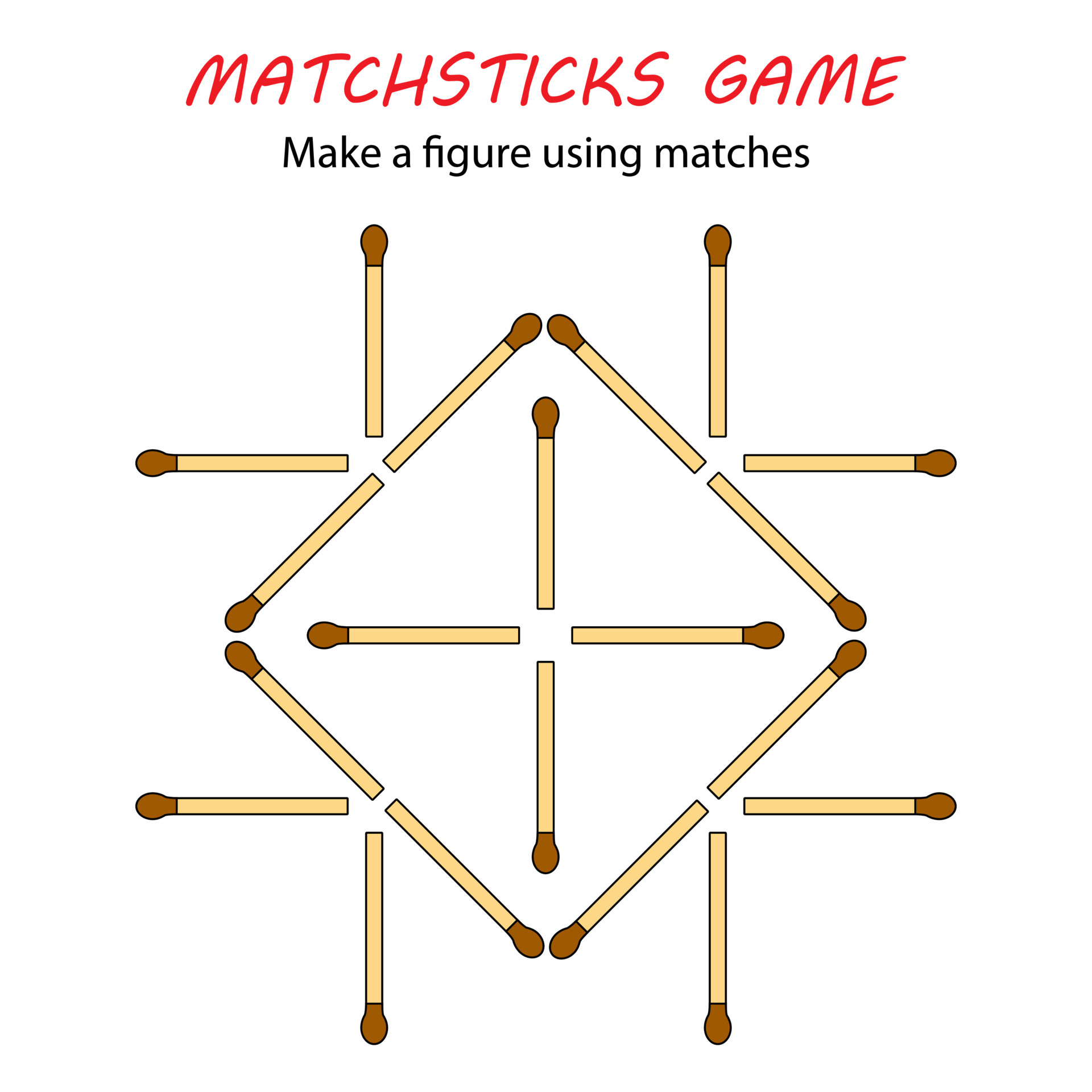 Matchsticks game for kids. Puzzle game with matches. Hand motility  training. 6046884 Vector Art at Vecteezy