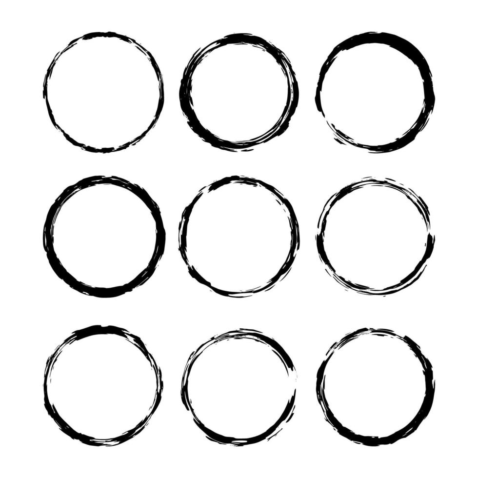 Vector Set Of Grunge Circle Brush Strokes