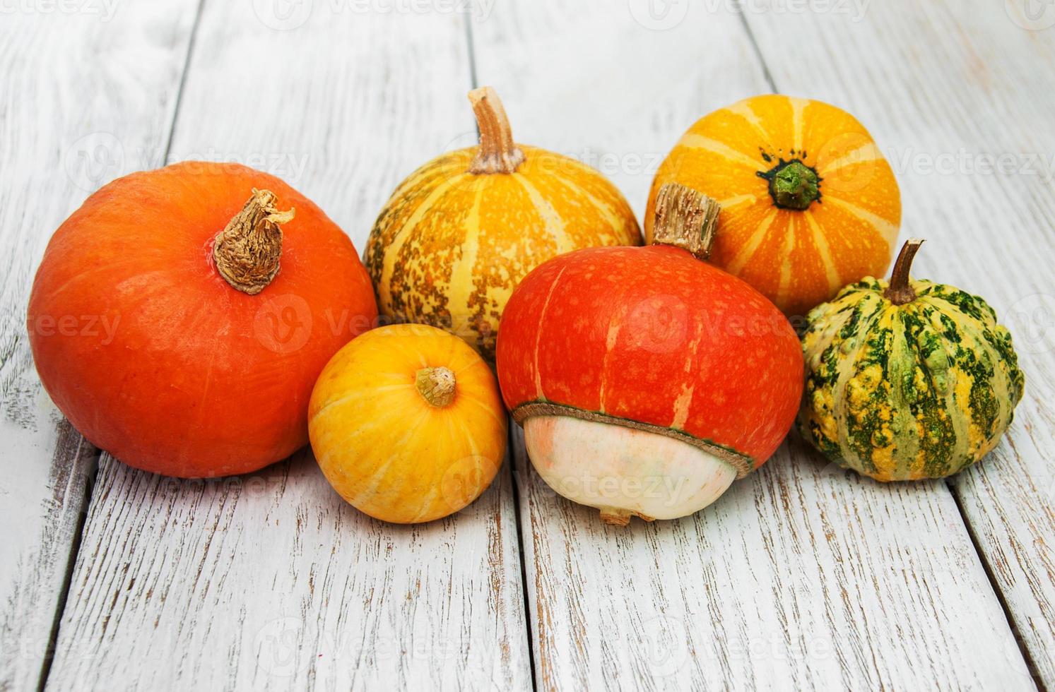 Pumpkins on the table photo