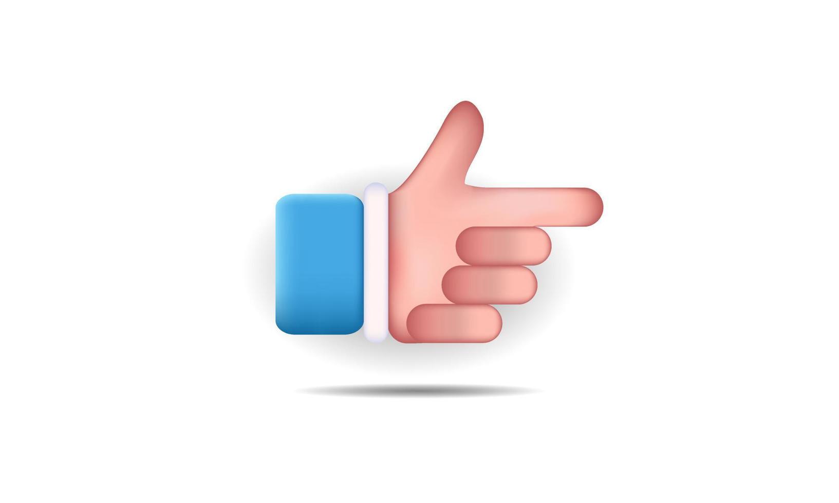 vector 3d cartoon character design hand pointing gesture show