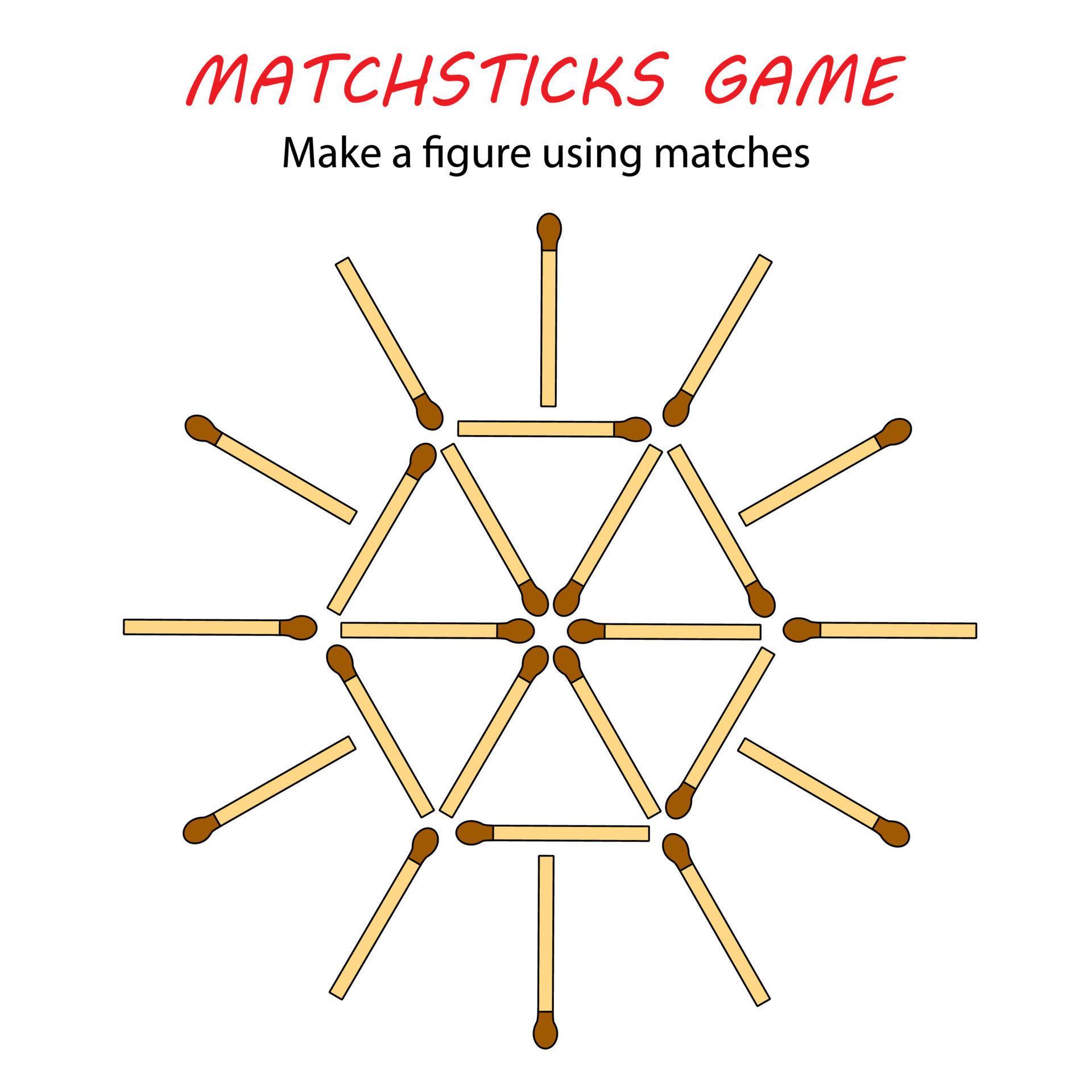 Matchsticks game for kids. Puzzle game with matches. Hand motility