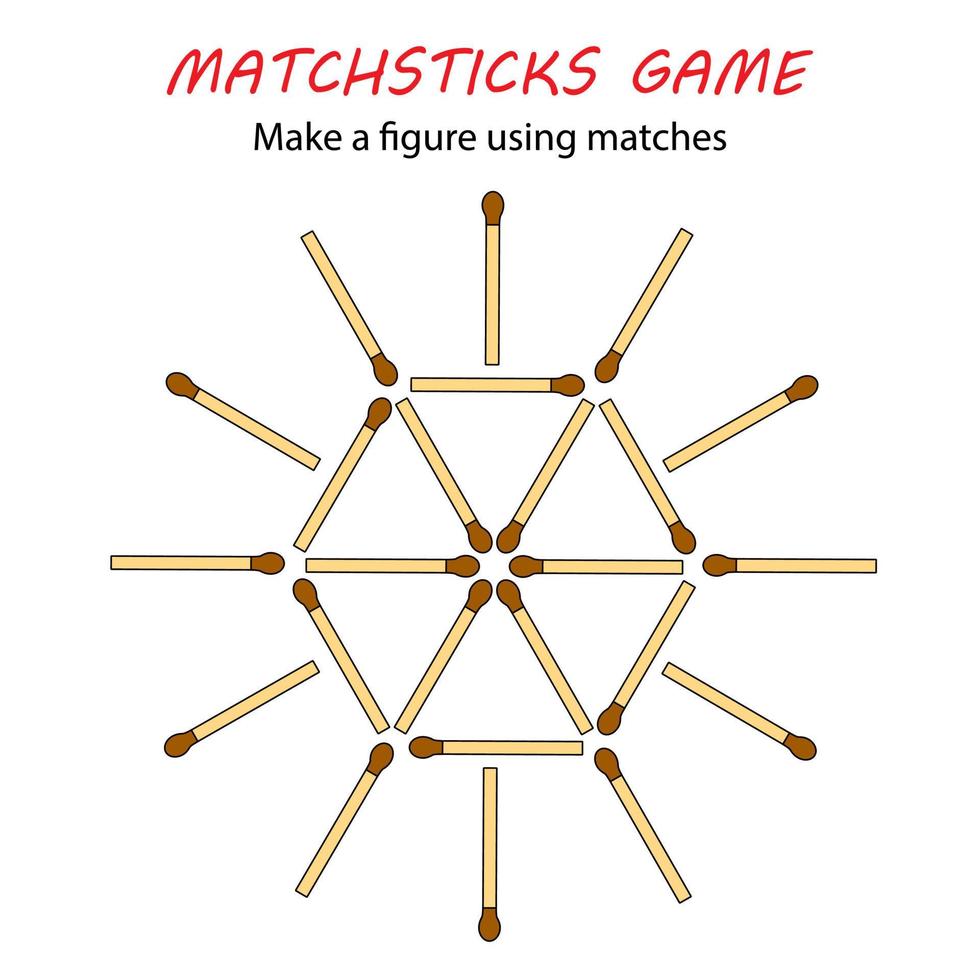 Matchsticks game for kids. Puzzle game with matches. Hand motility training. vector