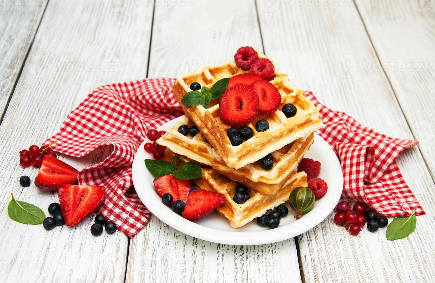 waffles with fresh berries photo