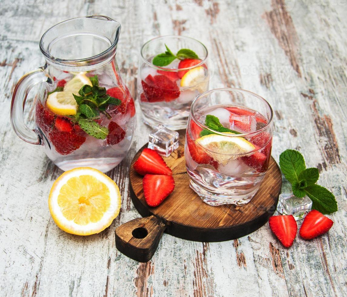 Fresh lemonade with strawberries photo