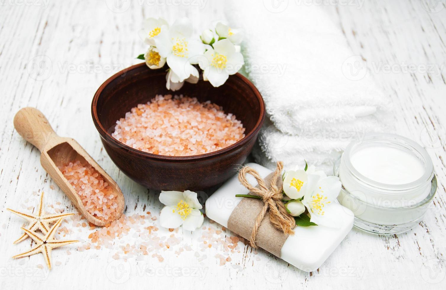 Spa concept with jasmine flowers photo
