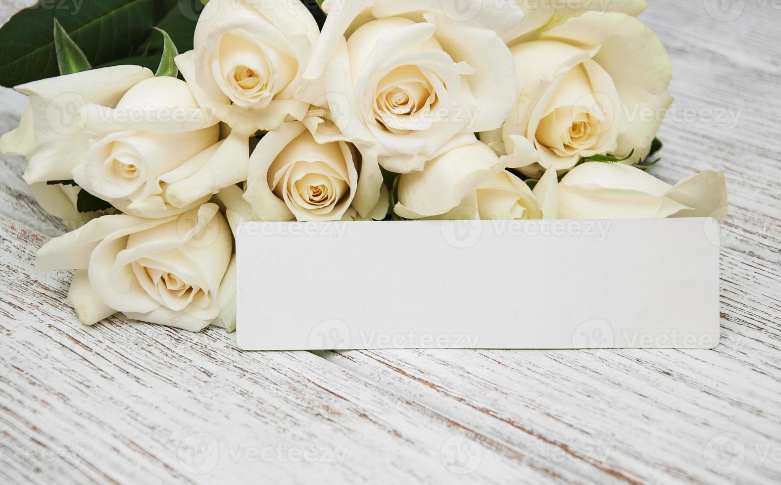 White roses with tag photo