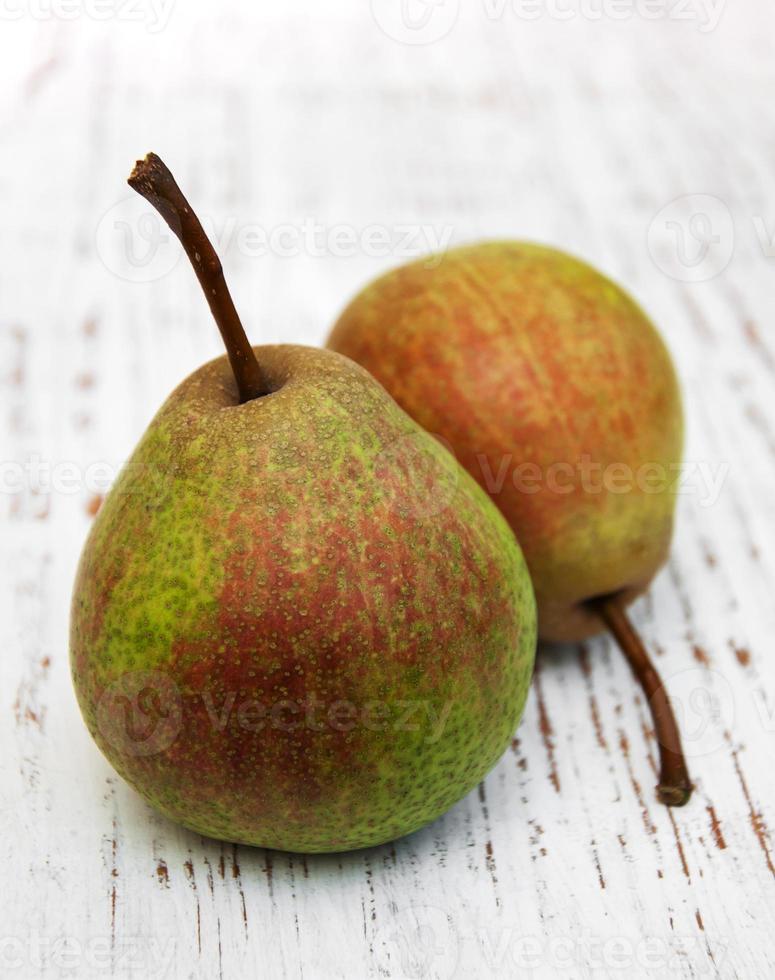 Fresh pears on table photo