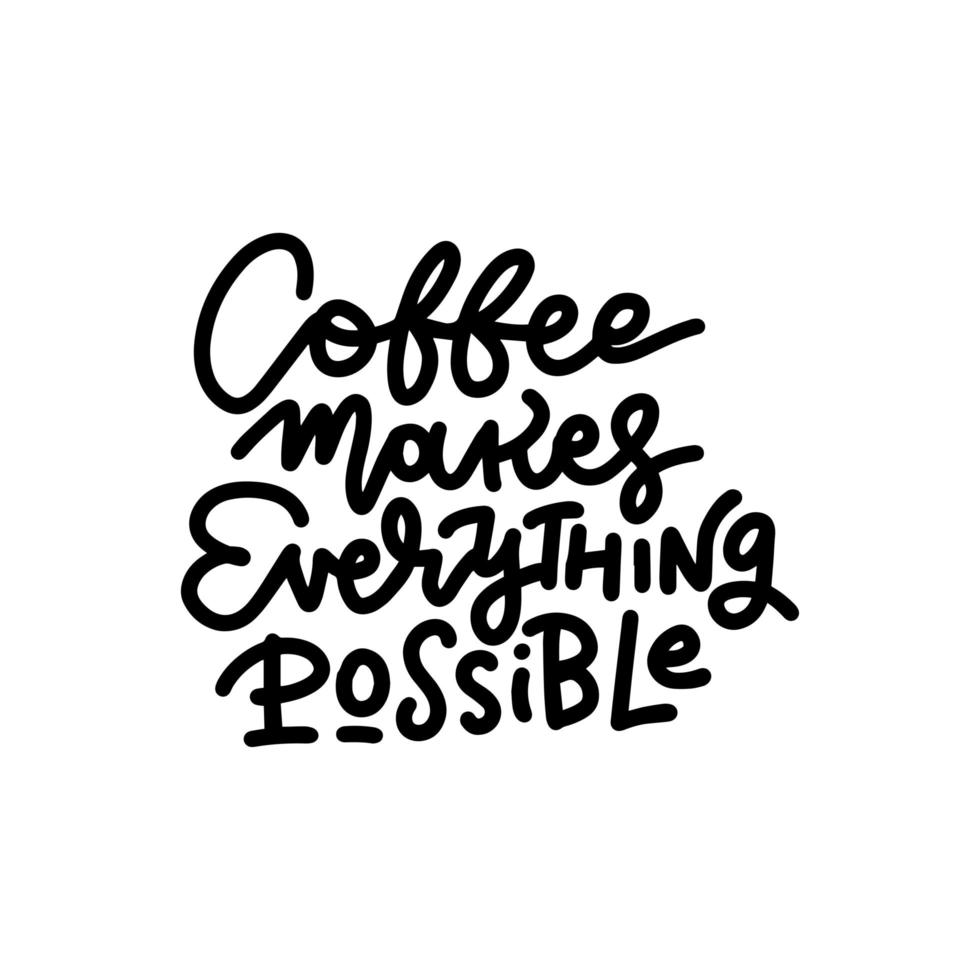 Poster lettering - Coffee makes everything possible. Isolated black on white. vector