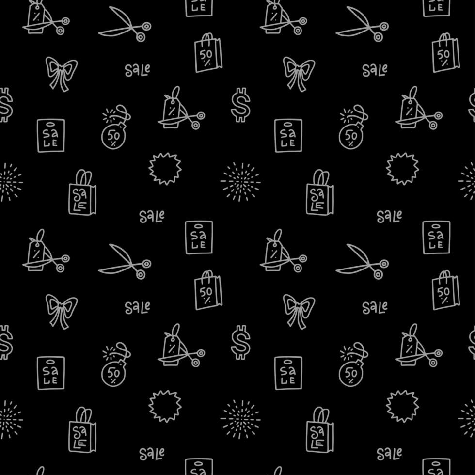 Repeatable seamless pattern and texture. Sale icons. Best special offer symbols. Black friday sign. Vector lines on white background.
