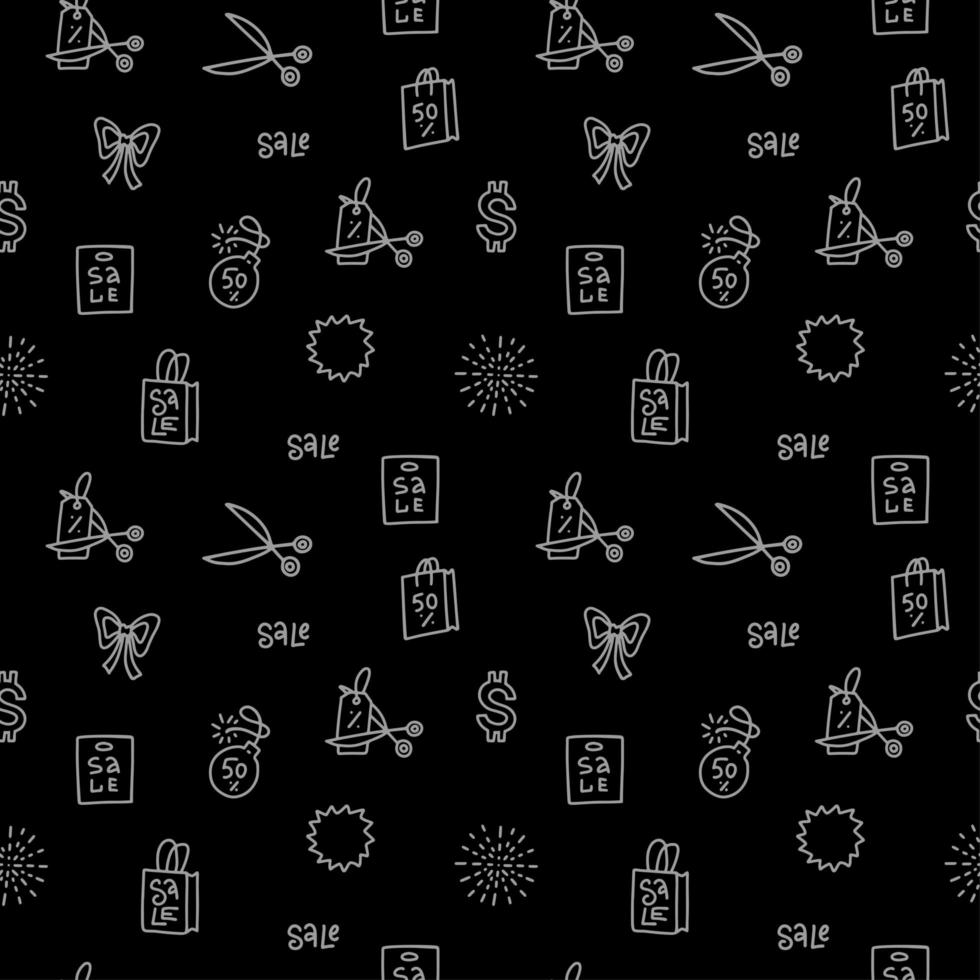 Repeatable seamless pattern and texture. Sale icons. Best special offer symbols. Black friday sign. Vector lines on white background.