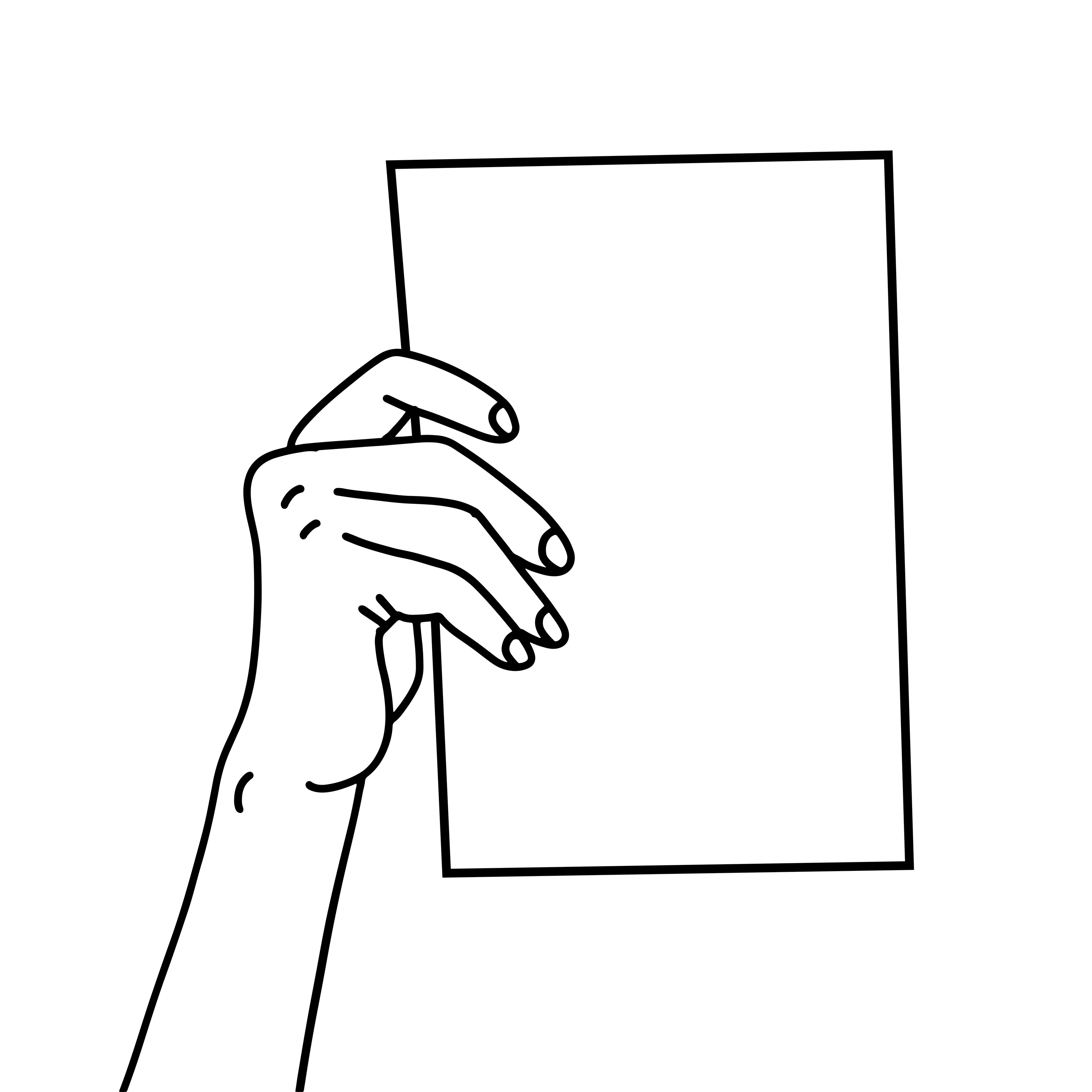 One Hand holding A4 paper sheet hand drawn with thin line. Presenting
