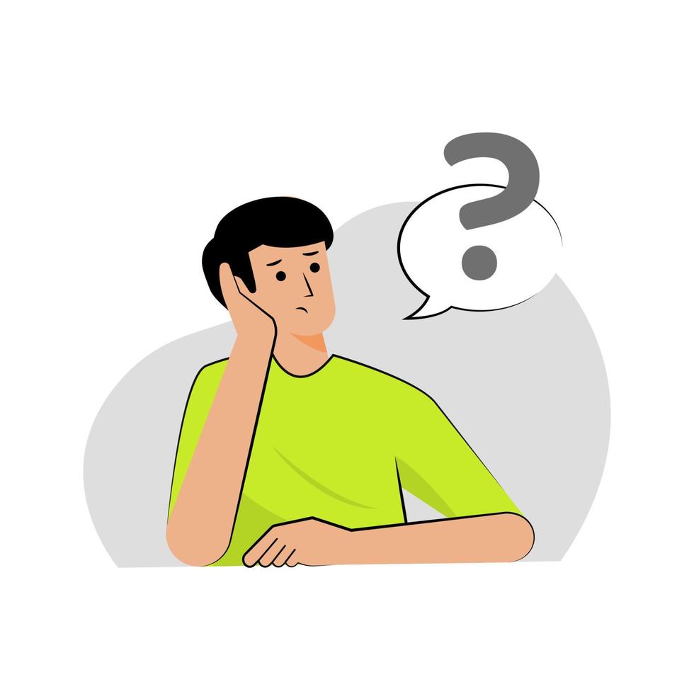 Thinking man character concept illustration flat design vector eps10. modern graphic element for landing page, empty state ui, infographic, icon