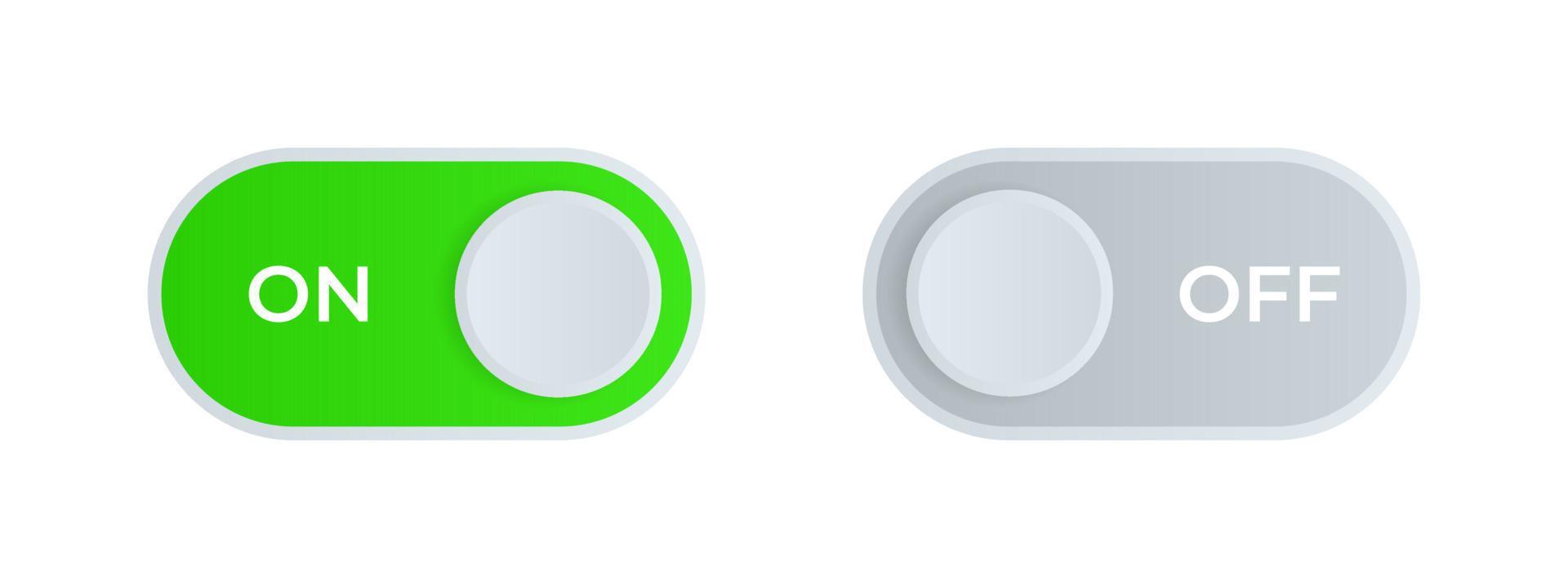 On and off switches. Slider button. Set for mobile application or website. Gradient on and off