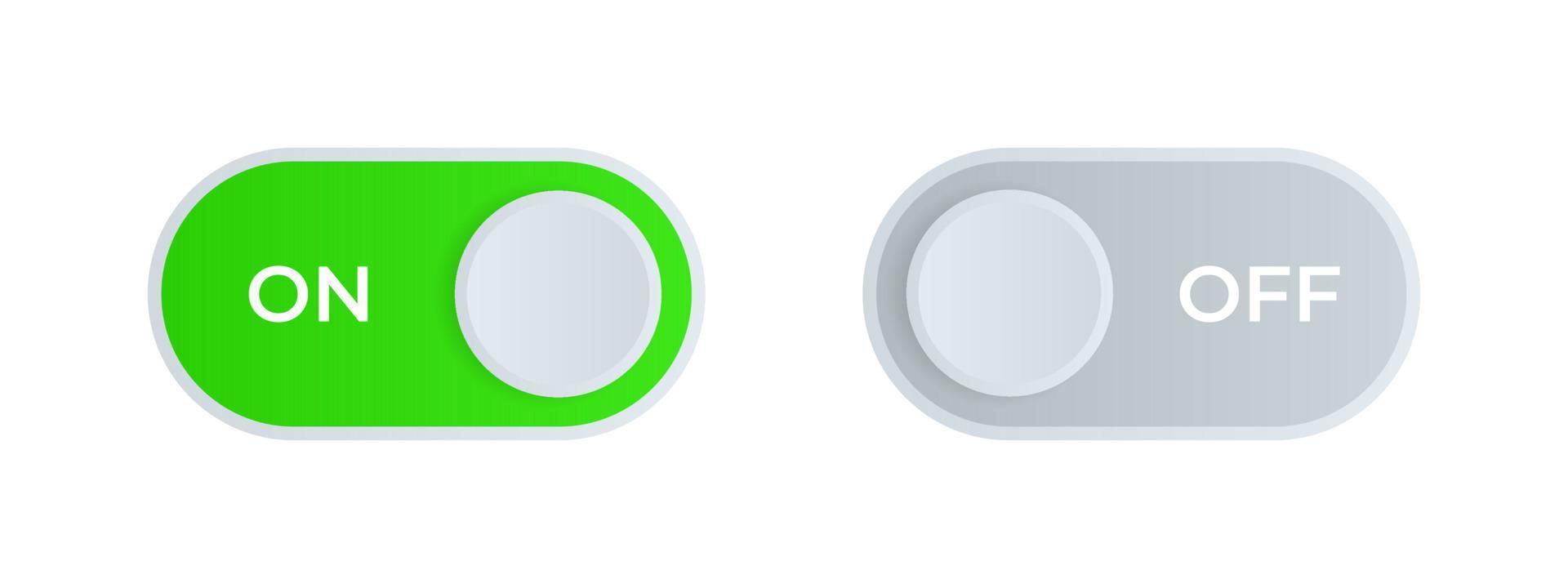 On and off switches. Slider button. Set for mobile application or website. Gradient on and off buttons. Vector illustration.