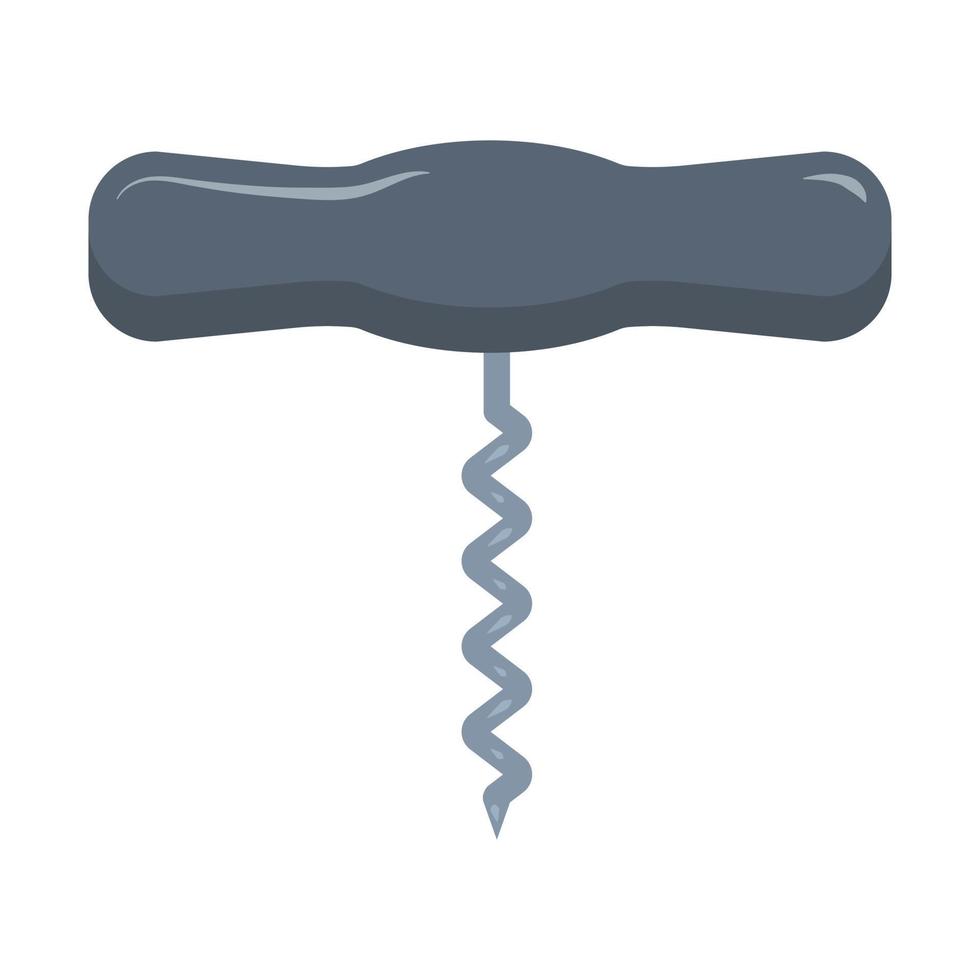 Wine opening corkscrew. Vector illustration in flat style on white isolated background.