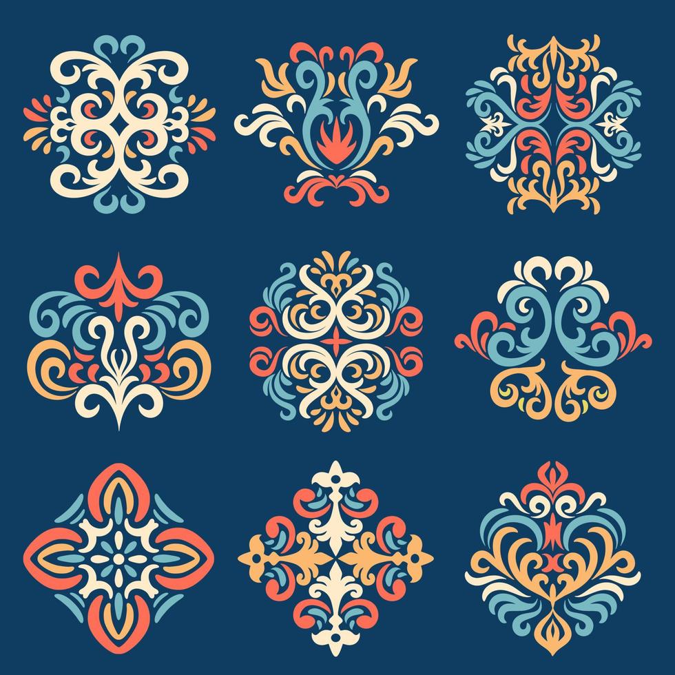 Set of Oriental  damask patterns vector