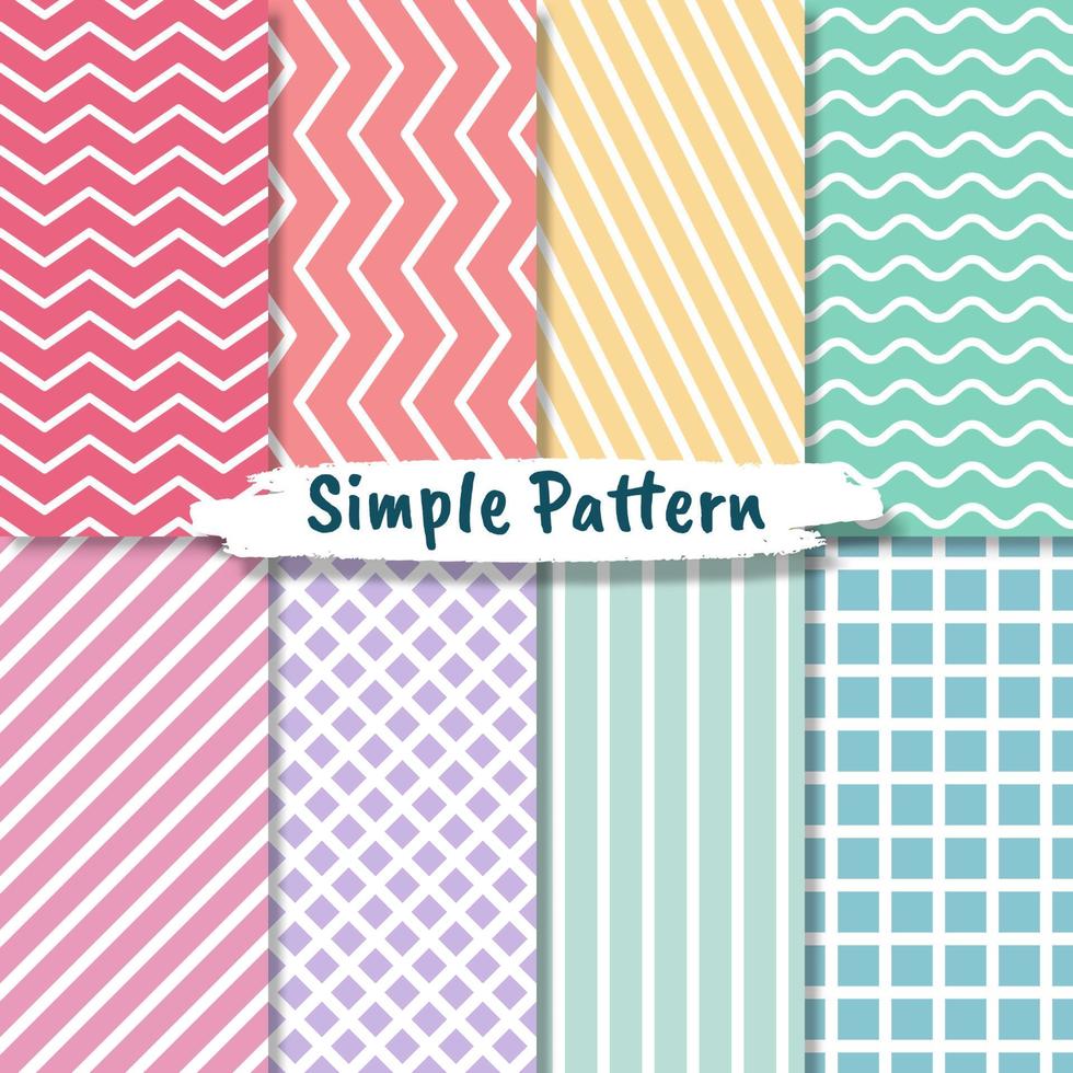 Collection of seamless geometric minimalistic patterns vector
