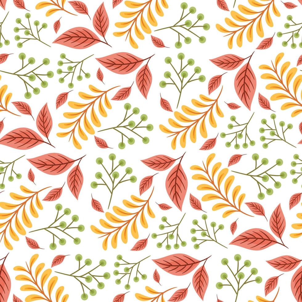 Abstract Floral Seamless Pattern With Autumn Leaves vector