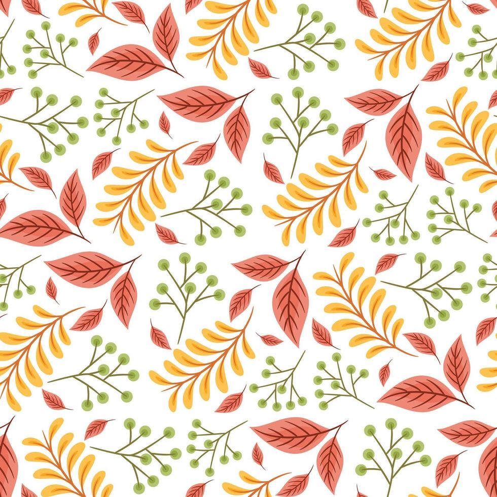 Abstract Floral Seamless Pattern With Autumn Leaves vector