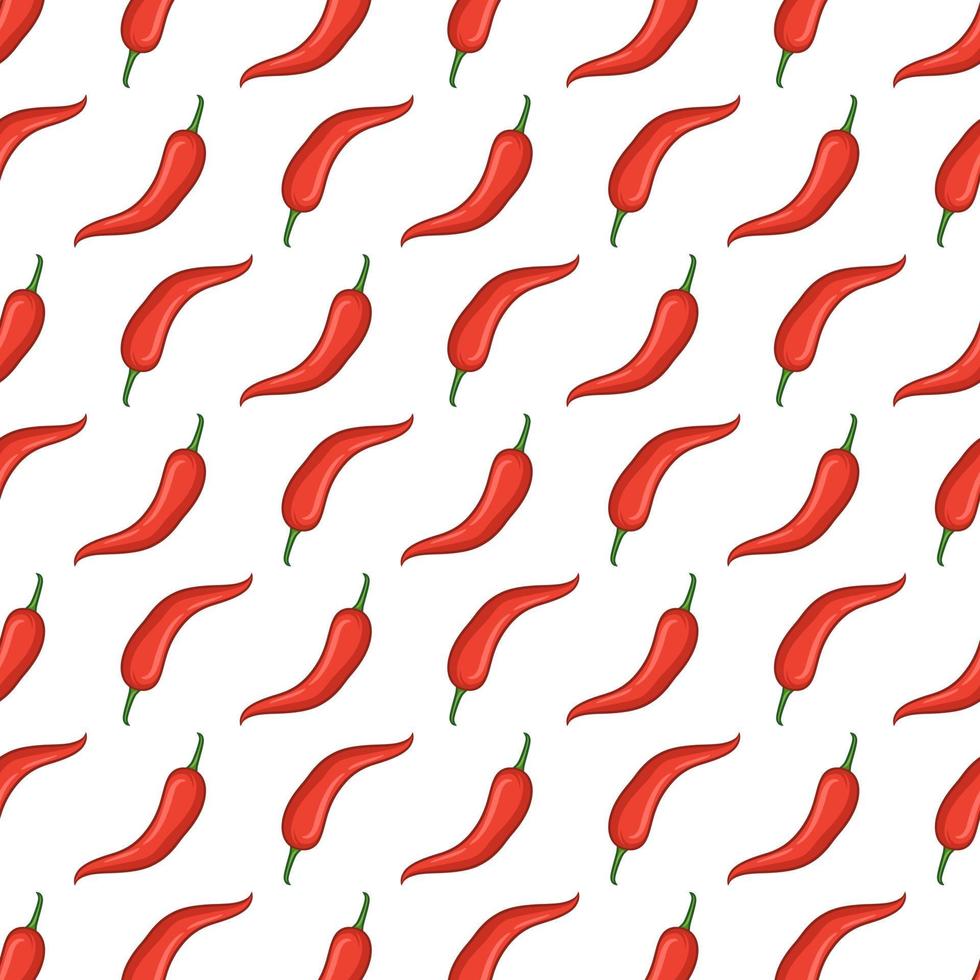 Red chili hand drawn vector seamless pattern