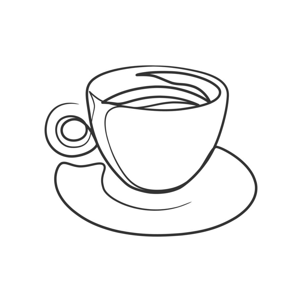 Continuous line drawing a cup of coffee. Coffee one line art vector