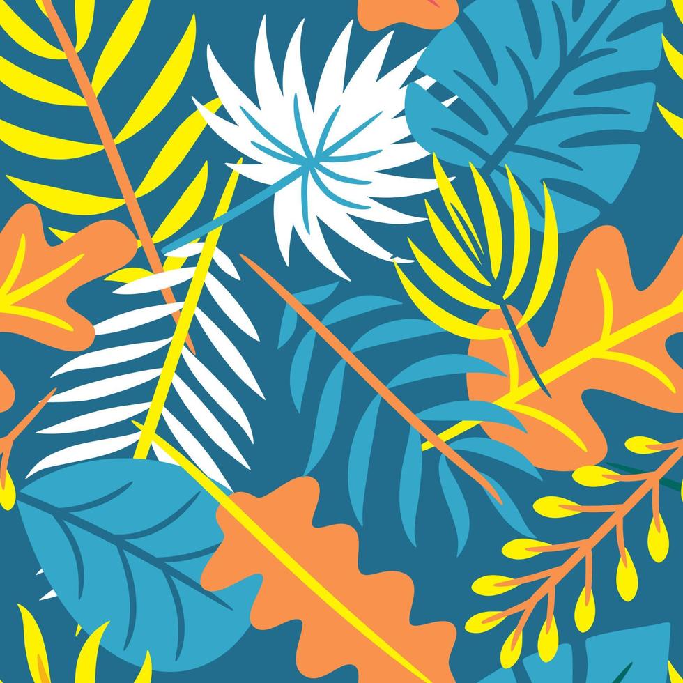 Tropical leaves botanical seamless pattern vector